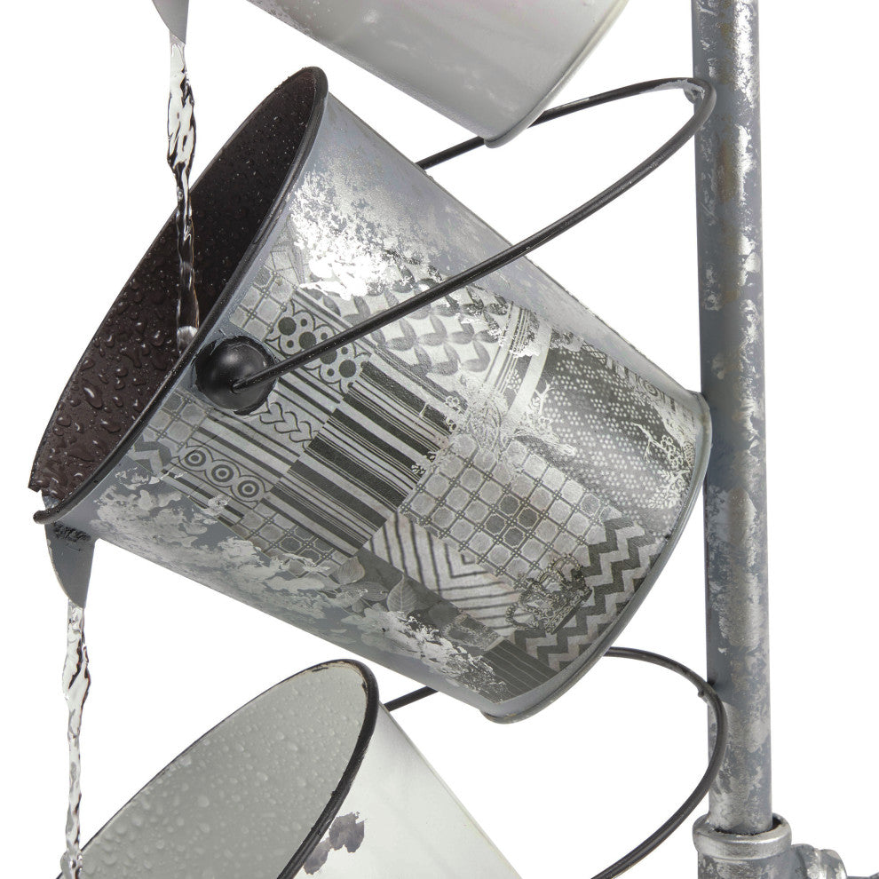 Rustic Cream White Metal Pails Fountain