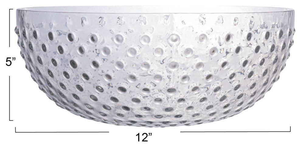 Round Glass Hobnail Serving Bowl, Clear