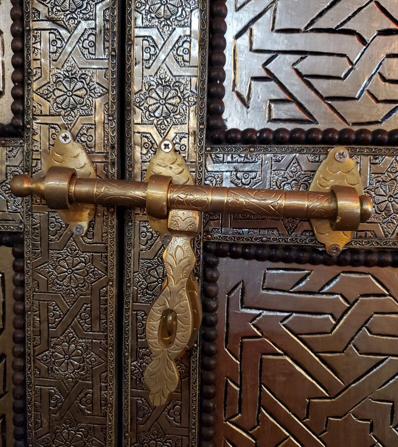 Amazing Moroccan Rabat Door All Metal Inlaid, Silver Finish
