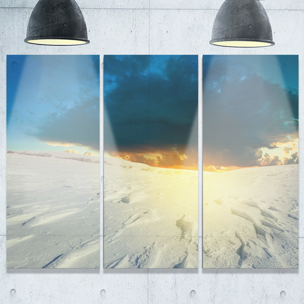 "Sunset Over Snowbound Prairie" Metal Wall Art, 3 Panels, 36"x28"