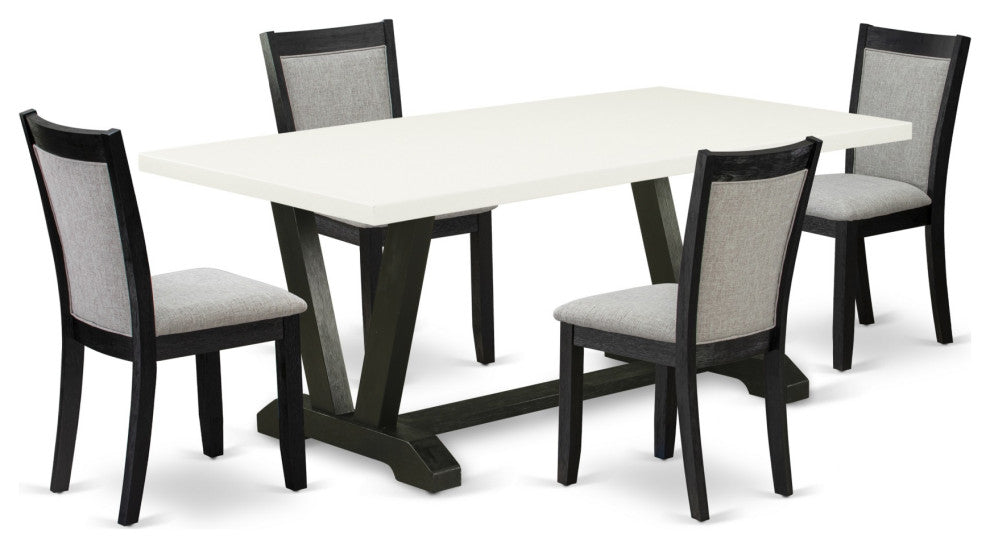 V627Mz606-5 5-Piece Dining Set, Rectangular Table and 4 Parson Chairs