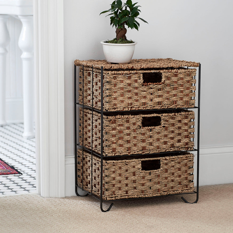 3 Drawer Wicker Storage Unit