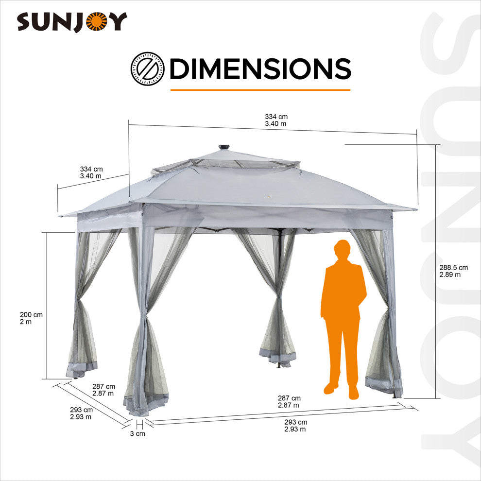 Sunjoy Patio 11 ft. x 13 ft. Contempo Gazebo with Planters, Grey
