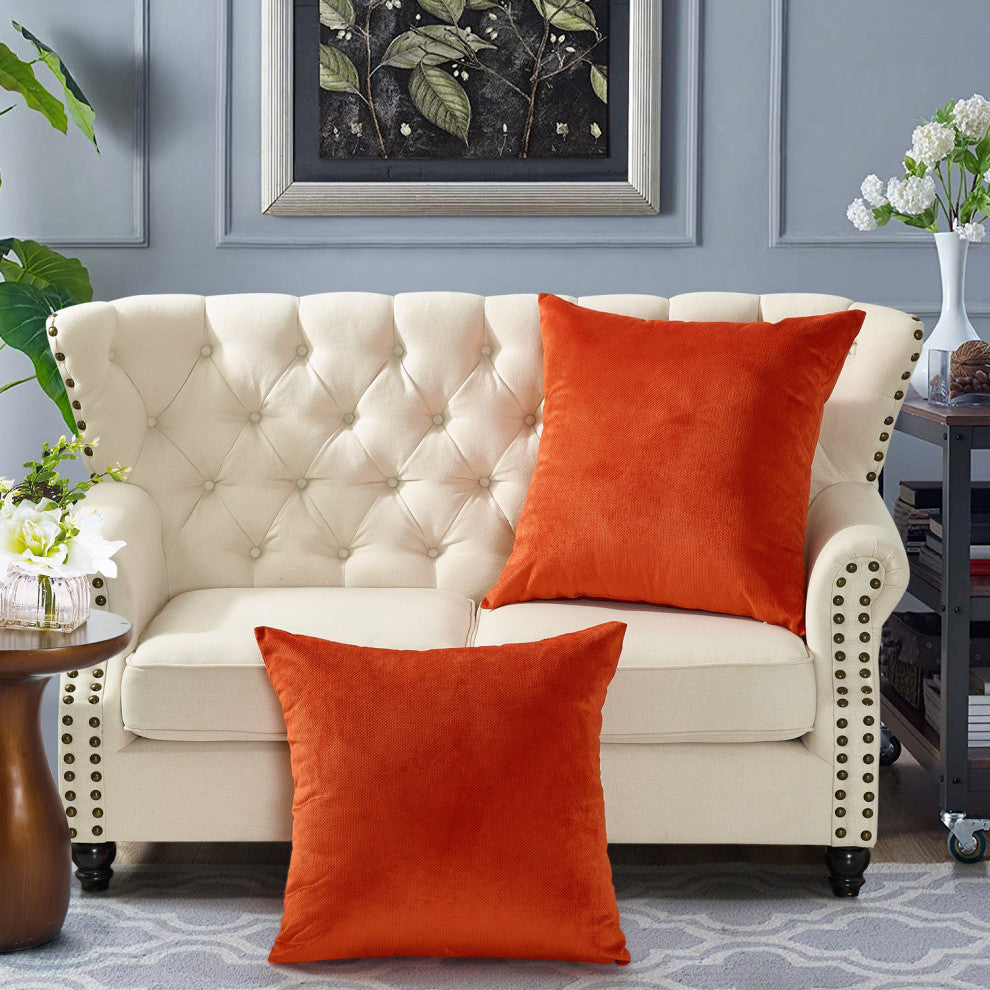 Milliken Plush Pillow Shell 2 Piece Set, Burnt Orange, 26" X 26"