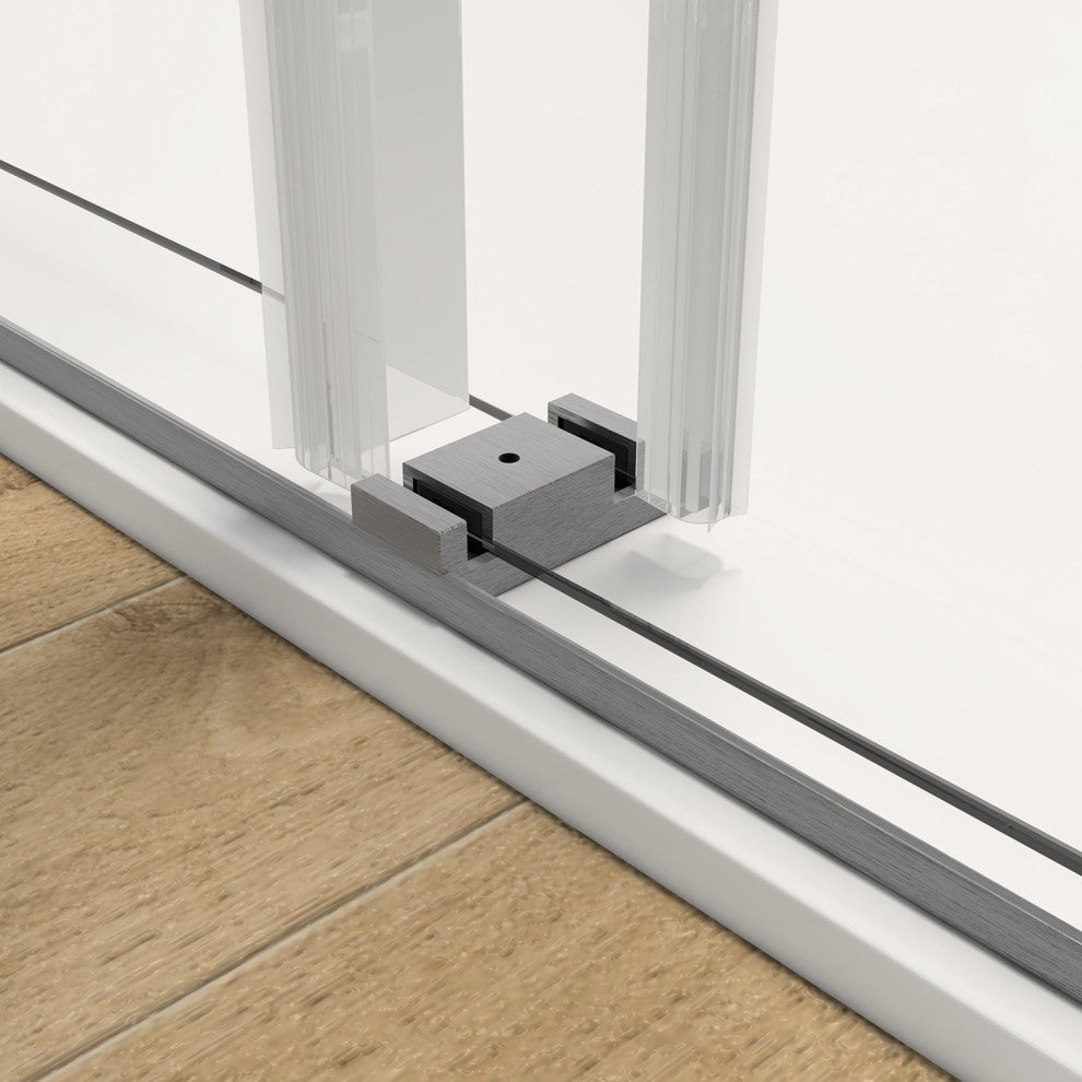 60"/76" Double Sliding Frameless Shower Door, Brushed Nickel