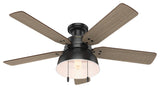 Hunter Fan Company Mill Valley Low Profile Matte Black Ceiling Fan W/ Light, 52"
