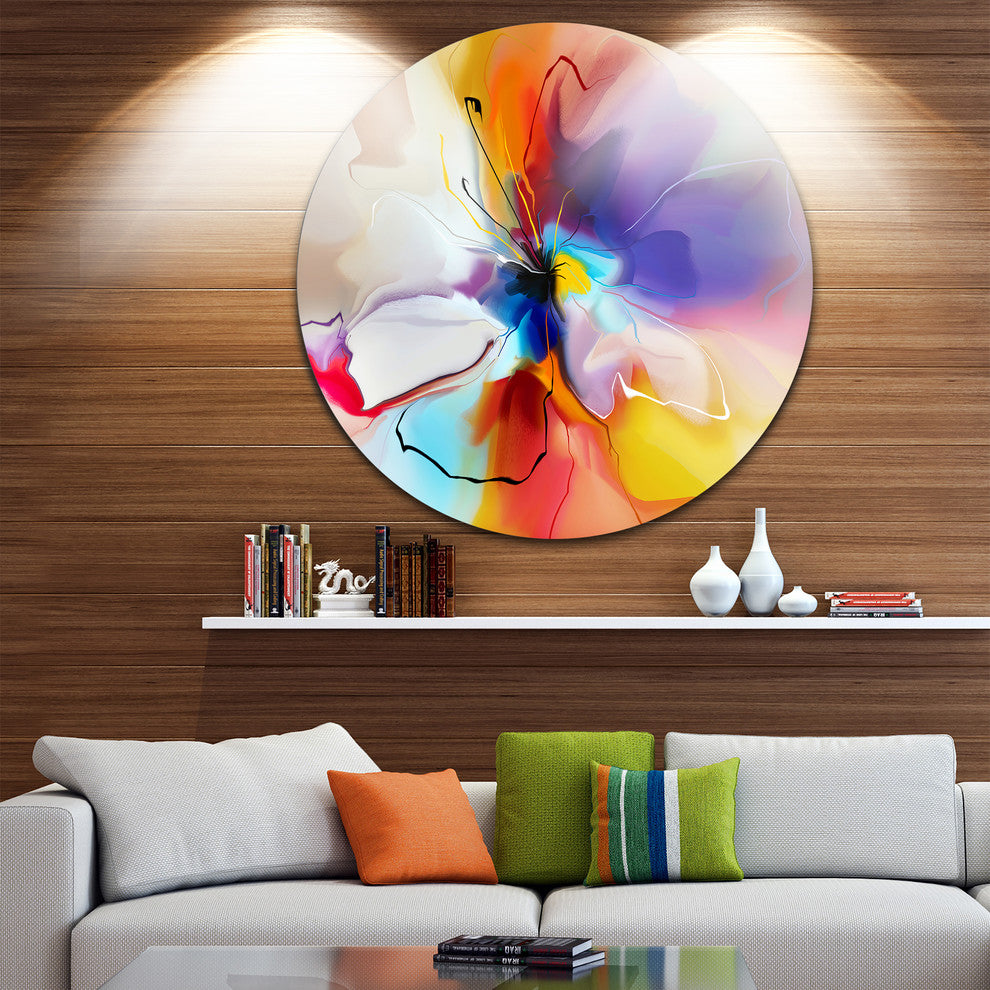 Creative Flower In Multiple Colors, Abstract Floral Disc Artwork, 11"