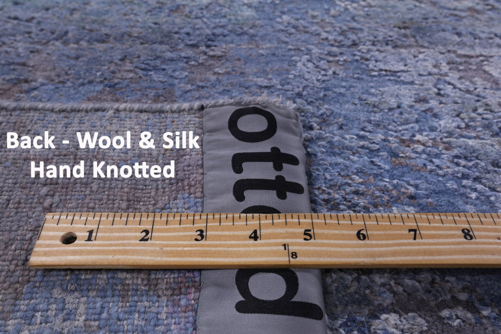 7' 11" X 10' 0" Wool and Silk Modern Handmade Rug Q9045