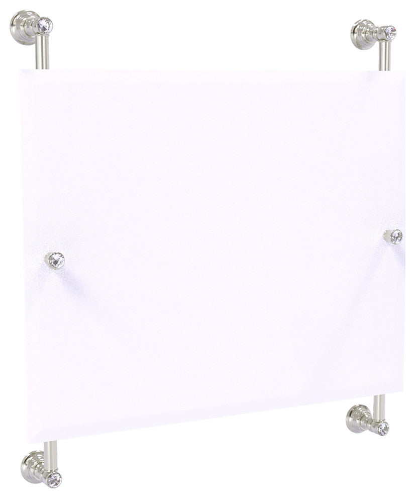 Carolina Crystal Landscape Frameless Rail Mounted Mirror, Satin Nickel