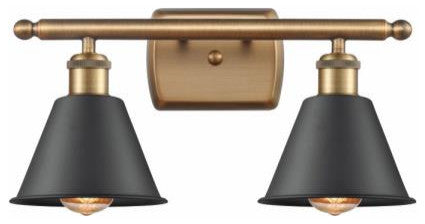 Innovations 516-2W-BB-M8-BK 2-Light Bath Vanity Light, Brushed Brass