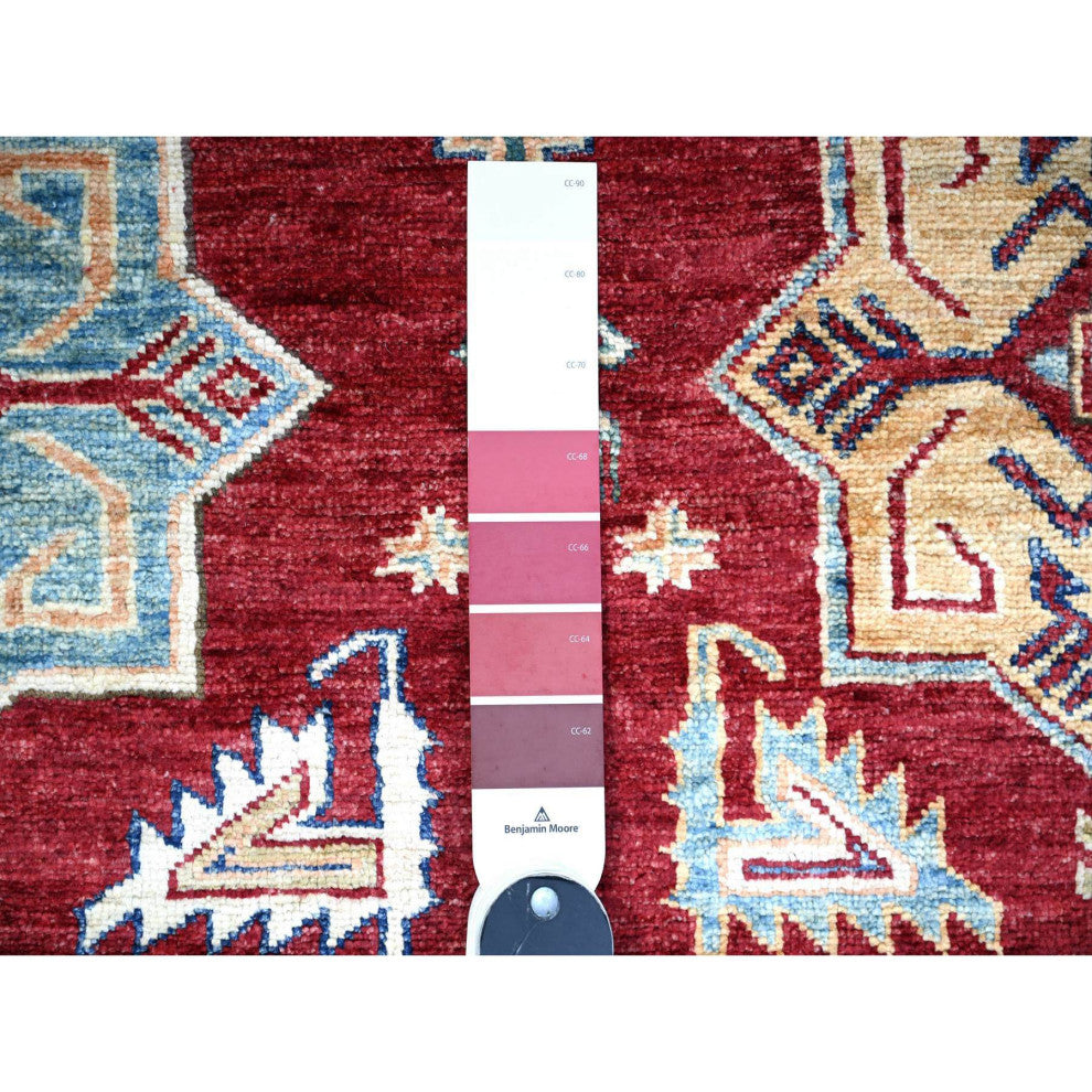 Barn Red Hand Knotted Afghan Super Kazak Soft Shiny Wool Rug 6'11"x9'11"