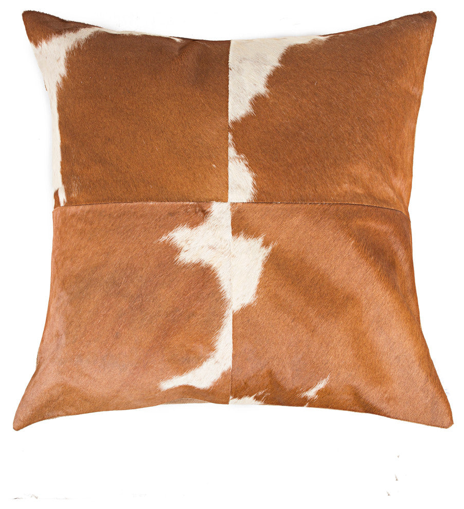 Natural Torino Quatro Large Pillow 18"x18", Brown and White