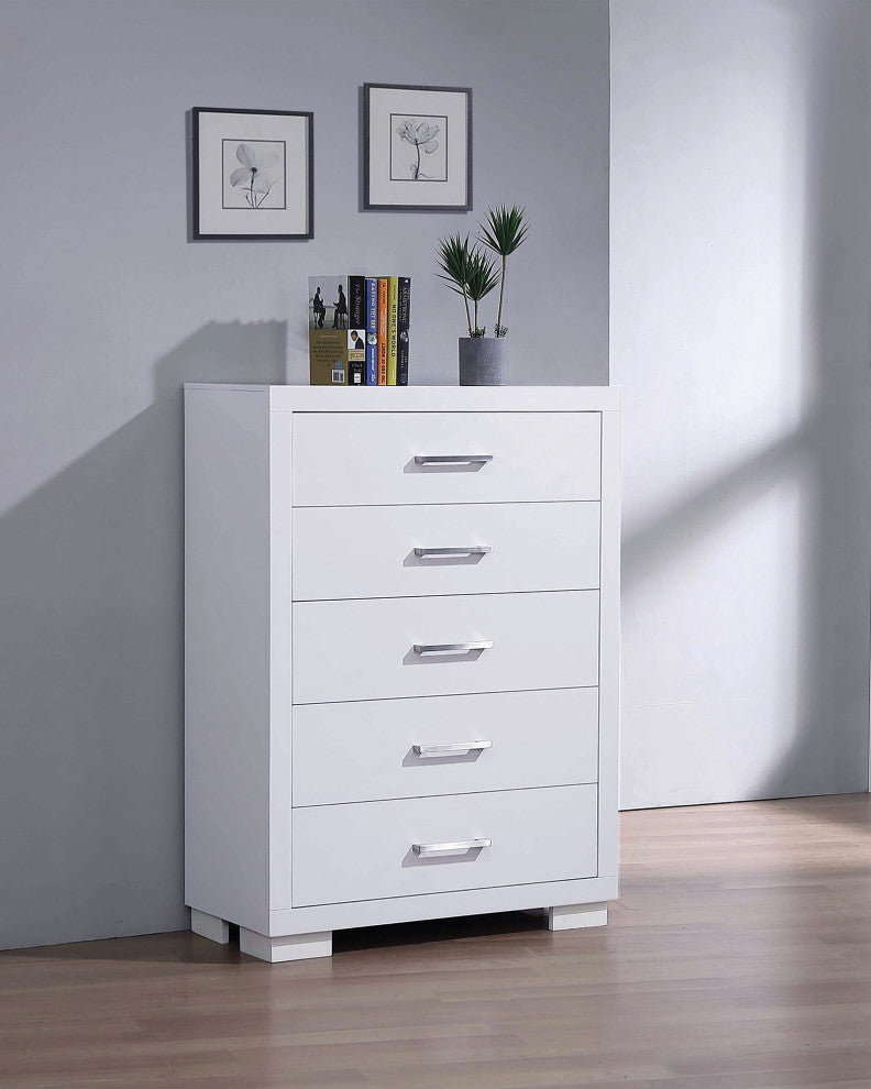 Wooden Chest with 5 Drawers, White