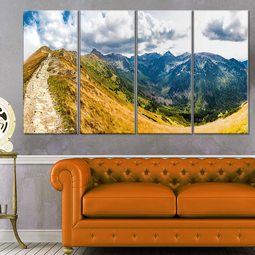 "Low Tatras Hike Panorama" Landscape Wall Art Canvas Print, 4 Panels, 48"x28"