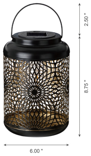 8.75"H Metal Cutout Solar Powered Outdoor Hanging Lantern