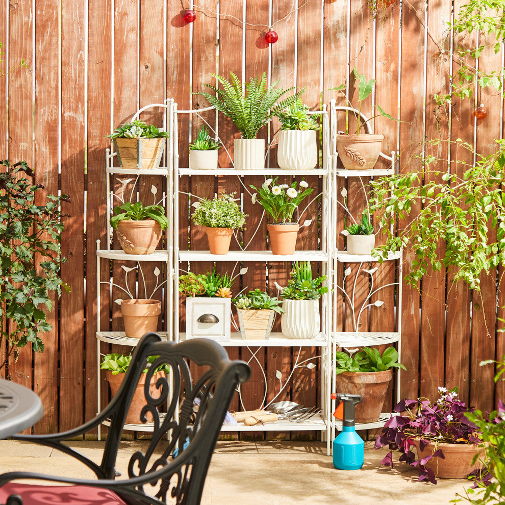 52"H 4-Tiered Metal Shelf Plant Stand, White