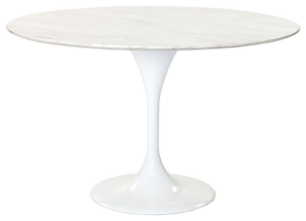 Modern White Tulip 48" Round Marble Dining Table