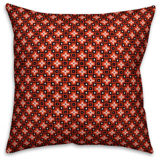Red Floral Squares Throw Pillow, 20"x20"
