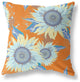 18" Orange Blue Sunflower Indoor Outdoor Zippered Throw Pillow