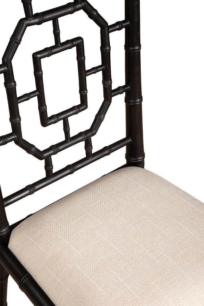 Lahara Mahogany Upholstered Side Chair, Black