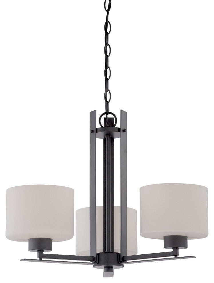 Parallel 3 Light Chandelier With Etched Opal Glass