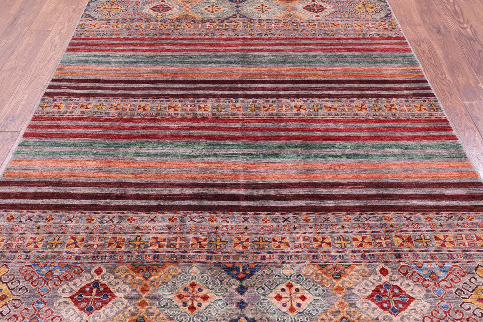 Handmade Khorjin Super Kazak Wool Rug 5' 10" X 8' 5" Q11312