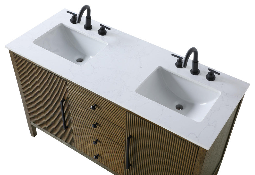 Home Living 54" Double Bathroom Vanity, Hazel Oak