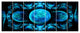 Blue Exotic Pattern on Black, Abstract Art on Canvas, 83"x32", 7 Panels