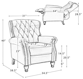 Genuine Leather Recliner, Set of 2, Brown