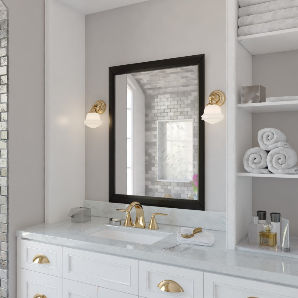 Huntley 1 Light Gold Brass Farmhouse Bathroom Vanity Wall Fixture Schoolhouse