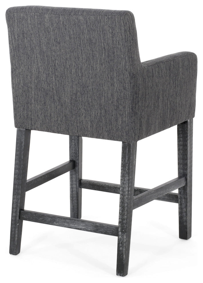 Chaparral Contemporary Fabric Upholstered Wood 26" Counter Stools, Set of 2, Charcoal/Gray