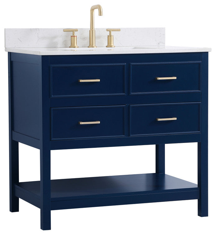Skylar 36" Single Bathroom Vanity, Blue, With Backsplash