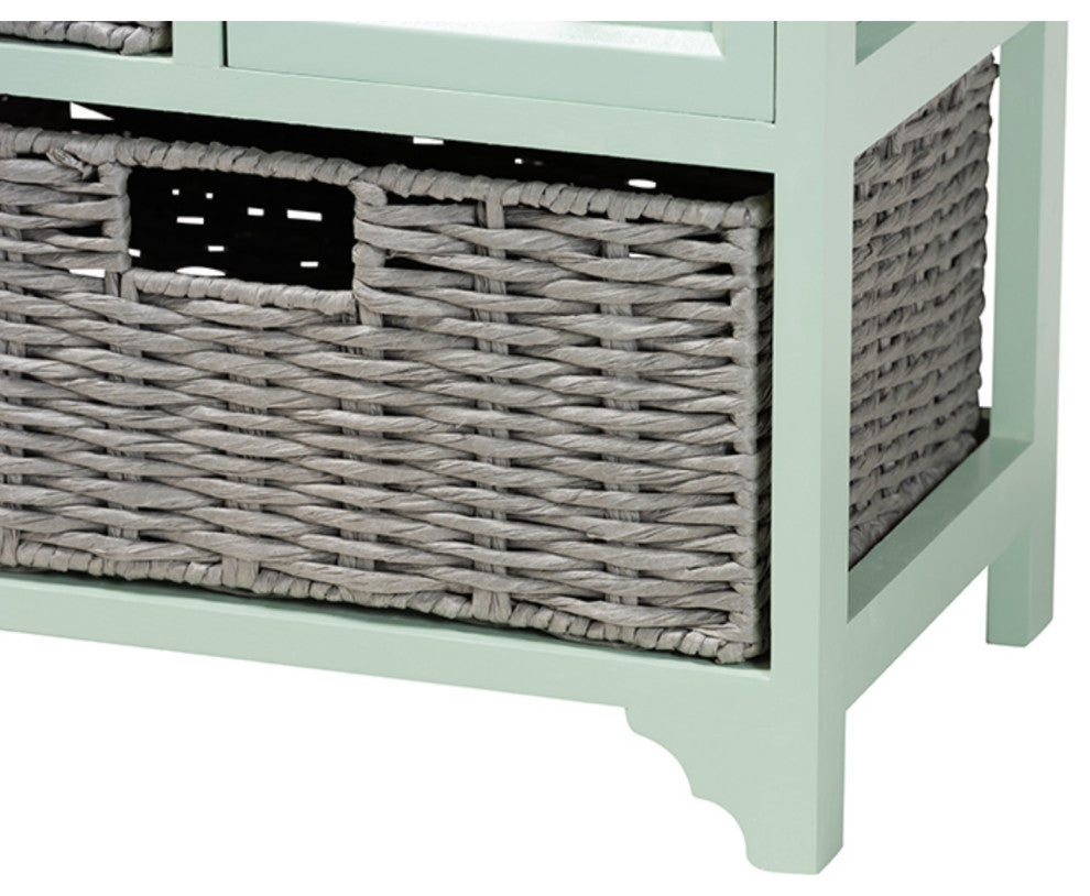 Baxton Studio Valtina Two-Tone Brown and Green Wood 3-Drawer Storage Unit