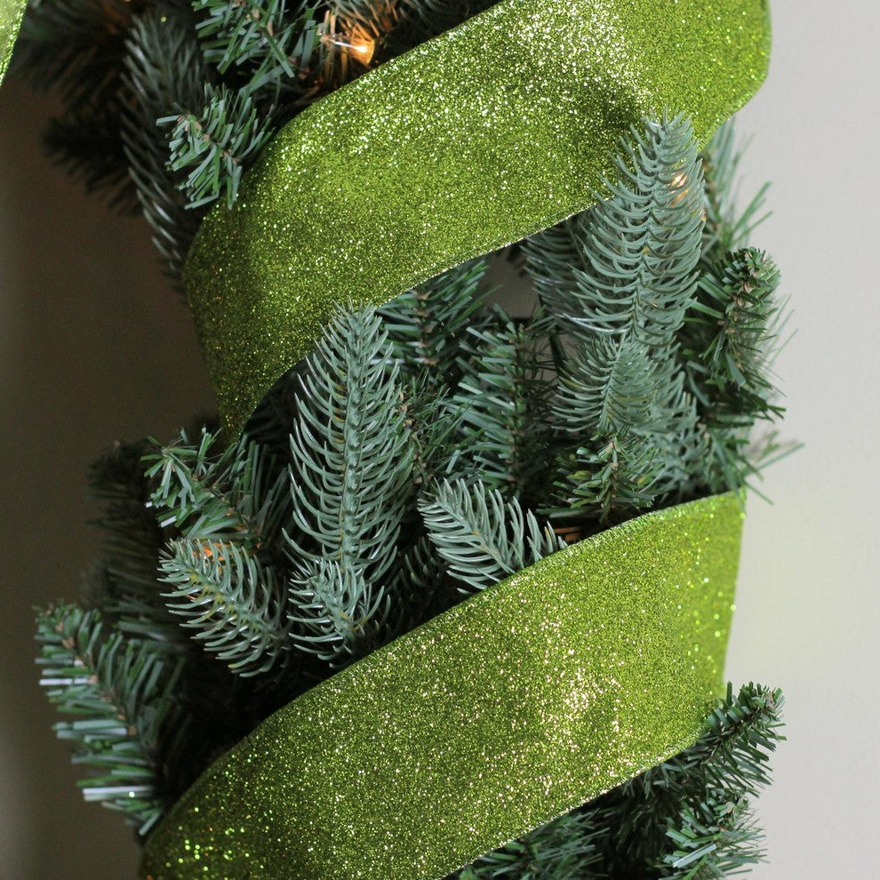 Lime Green Solid Wired Christmas Craft Ribbon