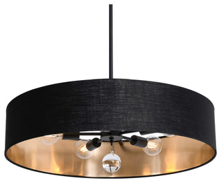 Celine Pendant 30" Black Finish, Black/Gold Shade
