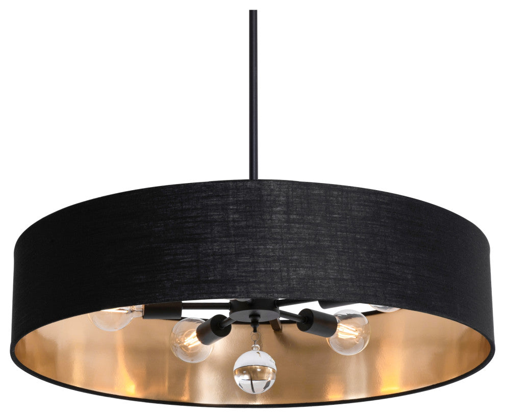 Celine Pendant 30" Black Finish, Black/Gold Shade