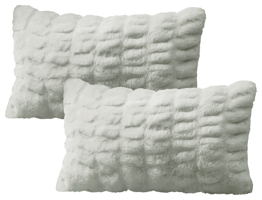 Shar Pei Faux Fur Pillow Shell 2pcs Set, Moonbeam, 14" X 26"