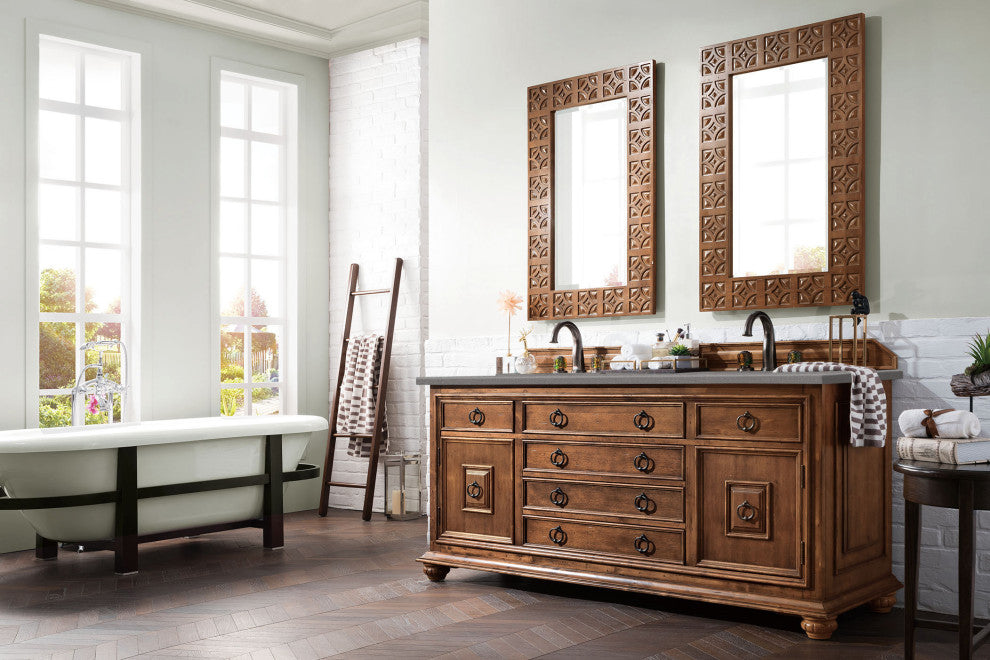 Mykonos 72" Double Vanity, Cinnamon, Gray Expo Quartz Top