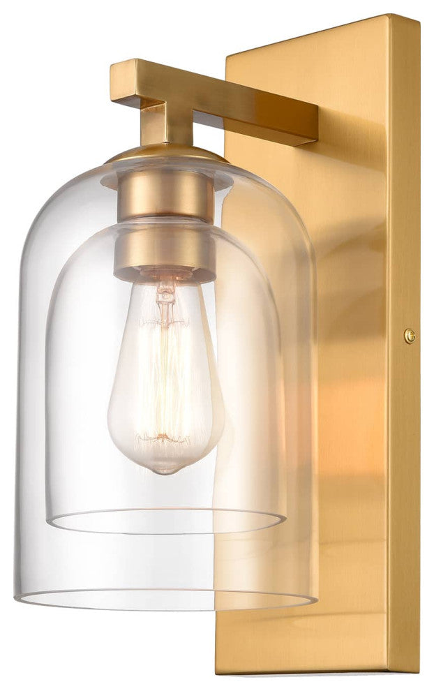 Modern Brass Wall Sconces With Double Glass Shade