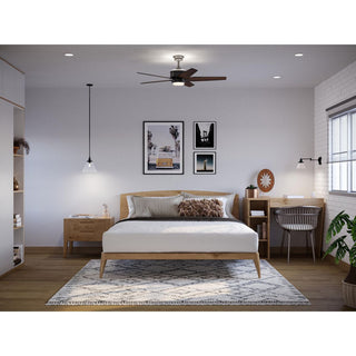 Byars 54" 5-Blade LED Indoor Matte Black Ceiling Fan, Light Kit Opal Shade
