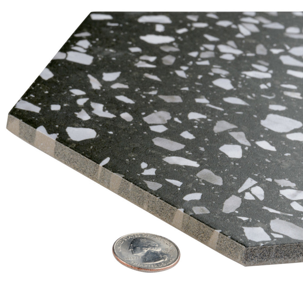 Venice Hex Black Porcelain Floor and Wall Tile