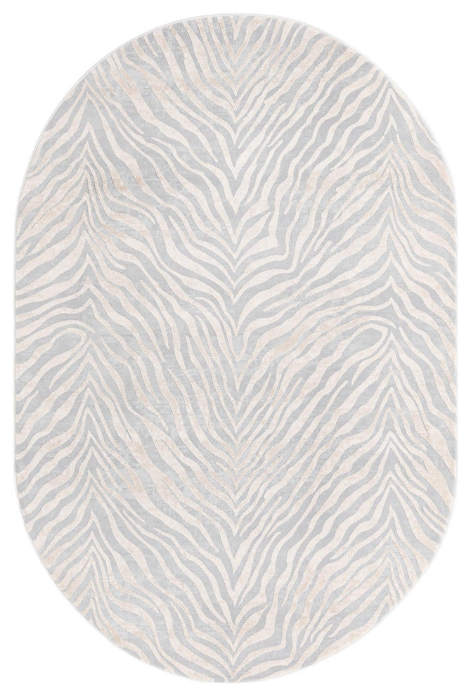 Unique Loom Meghan Finsbury Rug, Gray and Ivory, 5'3"x8' Oval