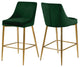 Karina Velvet Stool (Set of 2), Green, Gold Base
