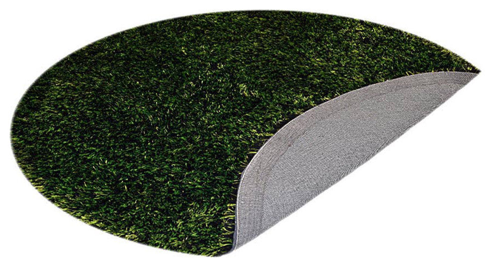 Hand Tufted Shag Polyester Area Rug Solid Green, [Round] 10'x10'