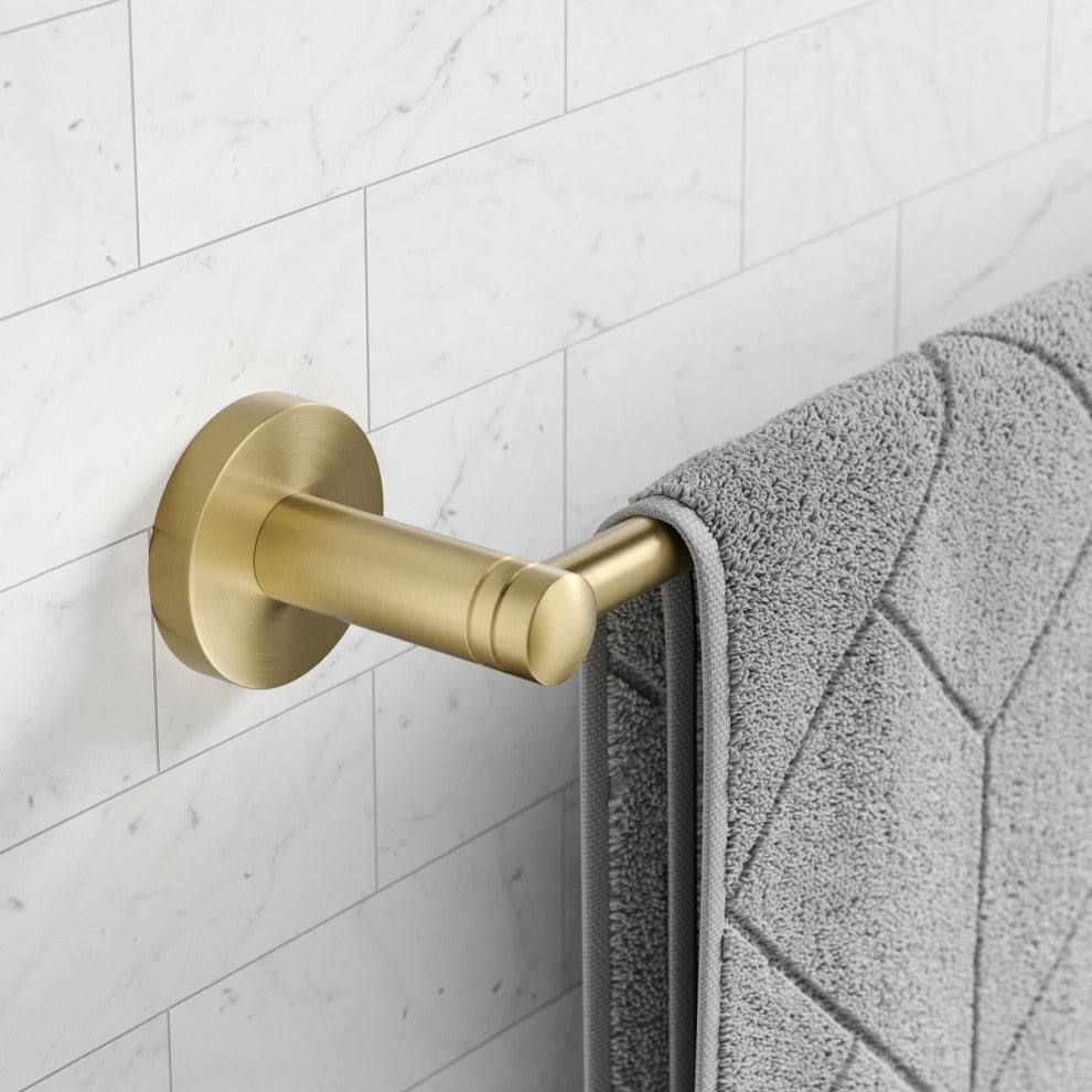 Elie Bathroom 18" Towel Bar, Brushed Gold