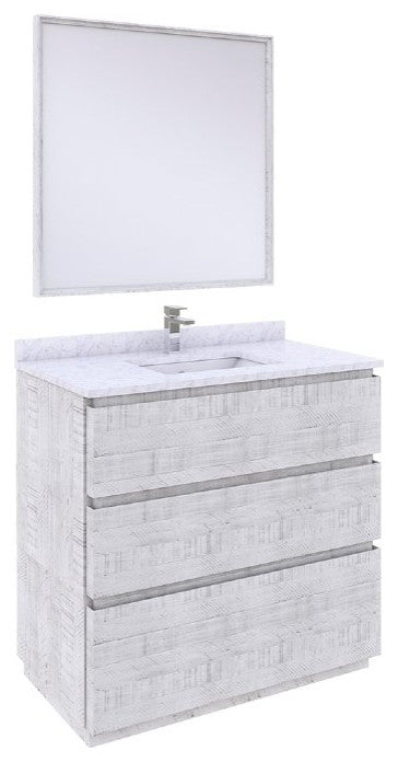 Fresca Formosa Modern 36" Rustic White Single Sink Vanity Set, Faucet Fft1030bn