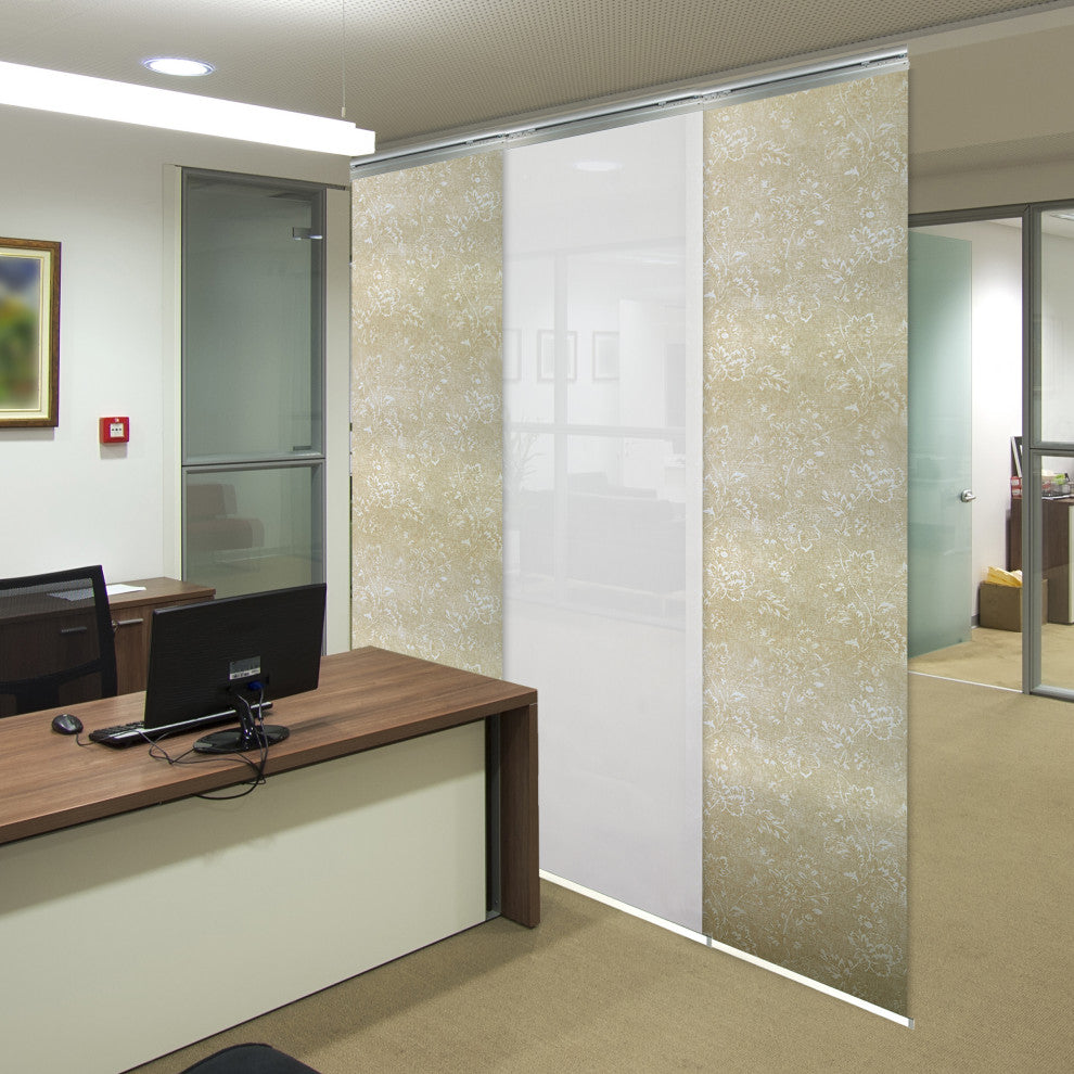 Navajo White-Sage 3-Panel Track Extendable Vertical Blinds 36-66"x94"