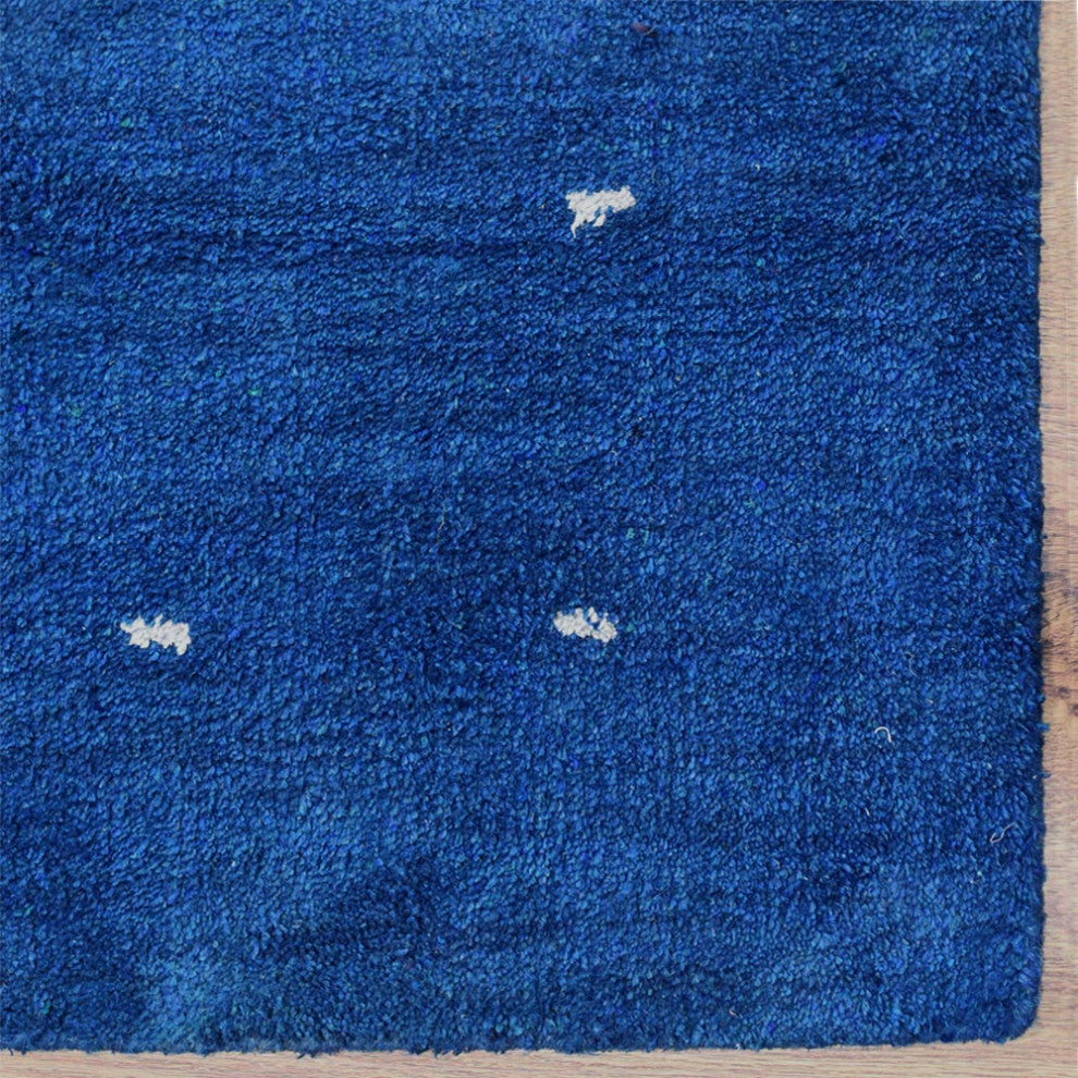 Hand Knotted Loom Silk Mix Area Rug Contemporary Blue