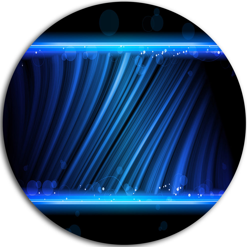Disco Blue Waves, Contemporary Art Large Disc Metal Wall Art, 11"