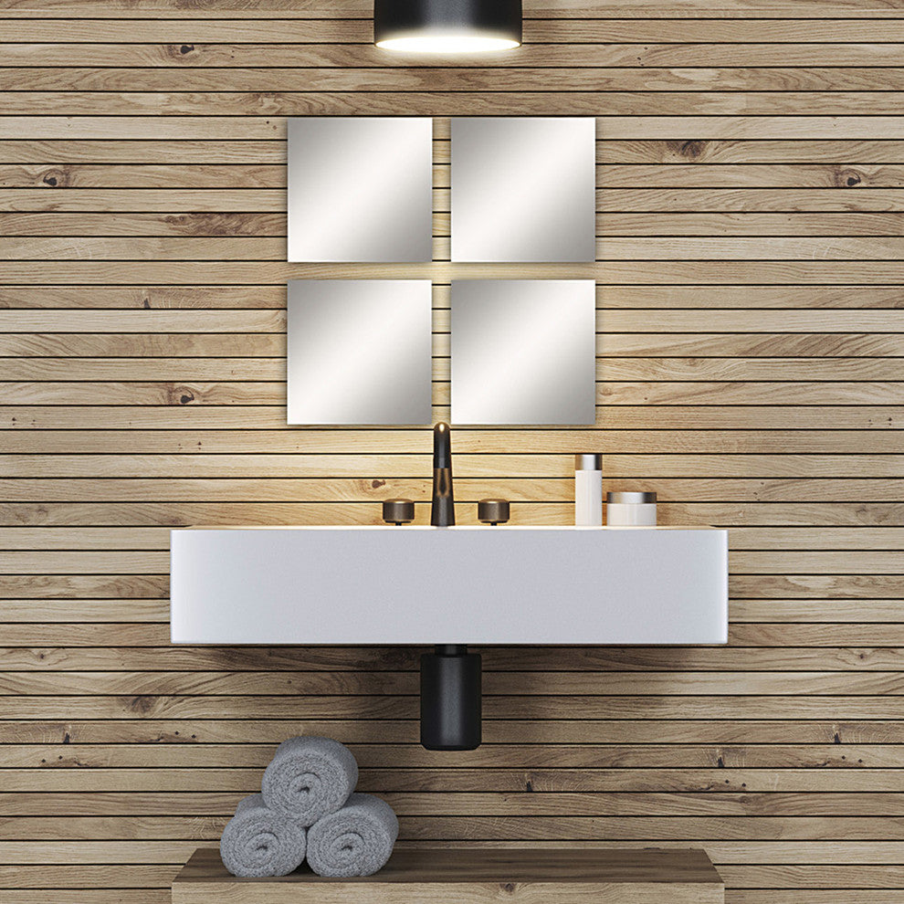 Small Decorative Wall Self Adhesive Shaped Mirrors, Set of 4, Square